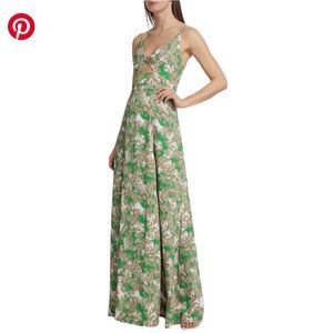L’agence Porter Twisted Front Cut-out Paisley Maxi Dress Green Lavender Size 2